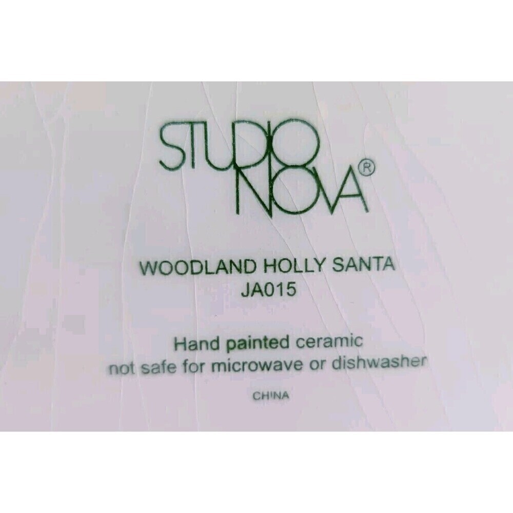 Studio Nova Christmas Platter Woodland Holly Santa Rectangular 14" x 8" Vintage - Picture 7 of 8
